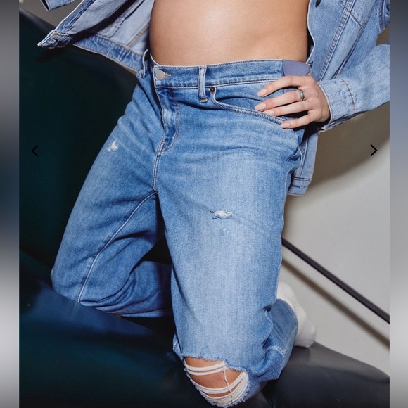 Hatch the boyfriend Light Blue Straight Leg Maternity Jeans size 28 - Picture 2 of 9